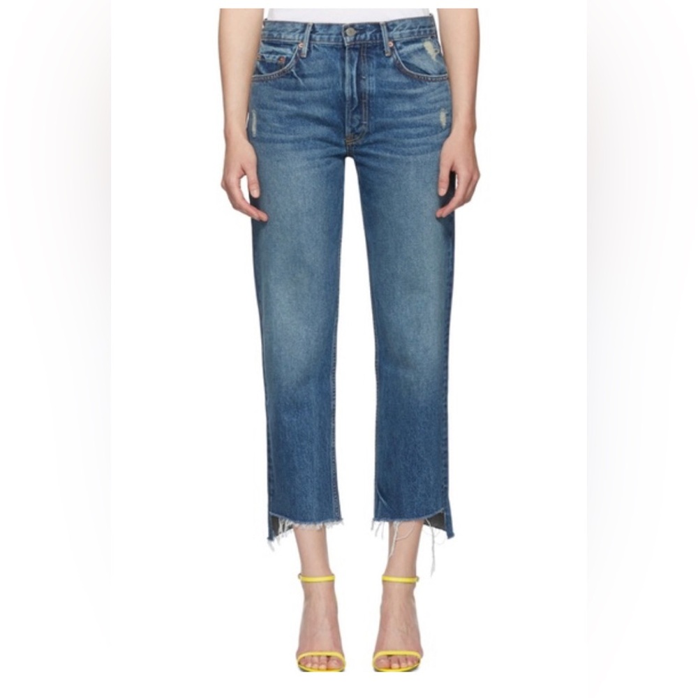 GRLFRND Denim Helena High-Rise Straight Jeans Size 25 Button Fly Distressed